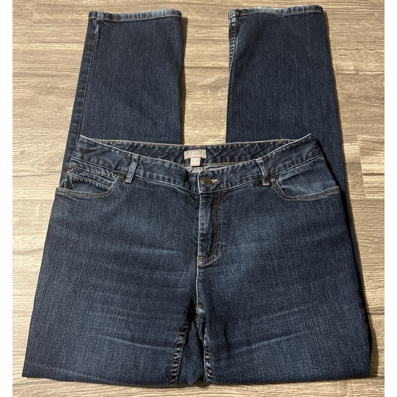 J.Jill Slim Leg Mid Rise Dark Wash Stretch Blue Jeans Size 8 (30x30) - Picture 2 of 11